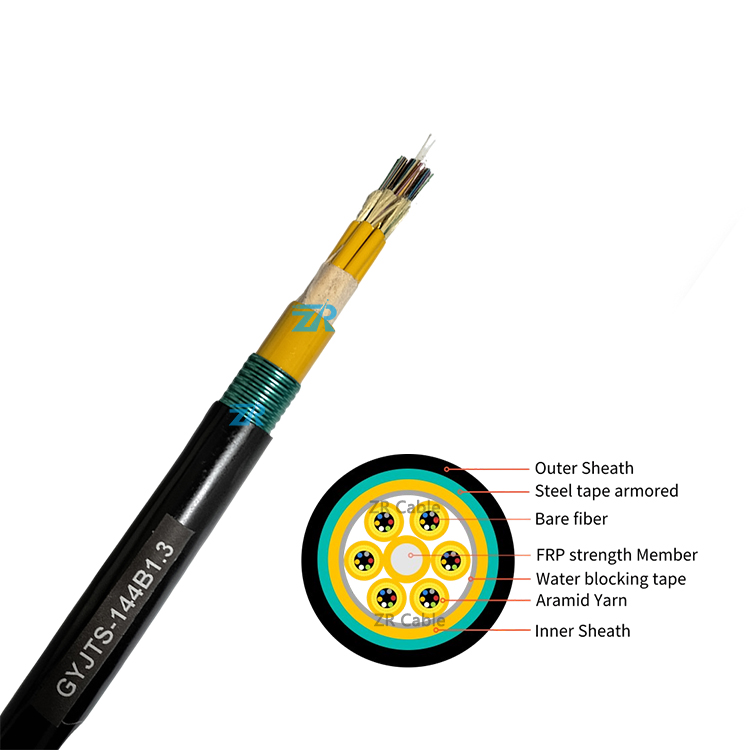 Indoor 24 36 48 72 96 144 Core OS2 OM2 OM3 OM4 SM Single Mode Distribution Fiber Cable GYJTS Armored G657a2 Fiber Optical Cable